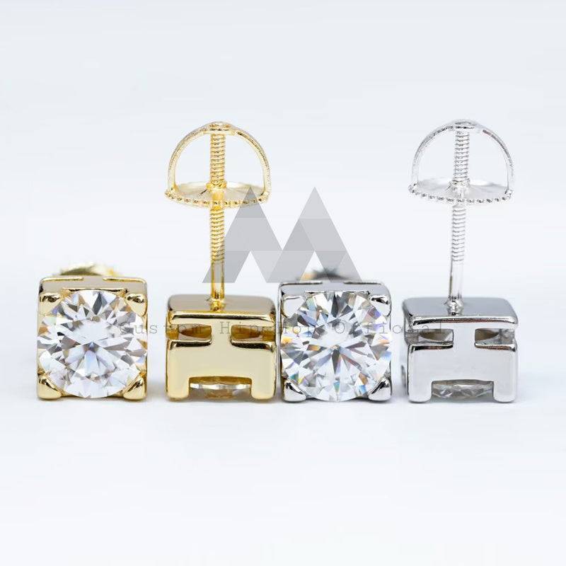 Stylish Screw Back Men Stud Earrings Hip Hop Iced Out