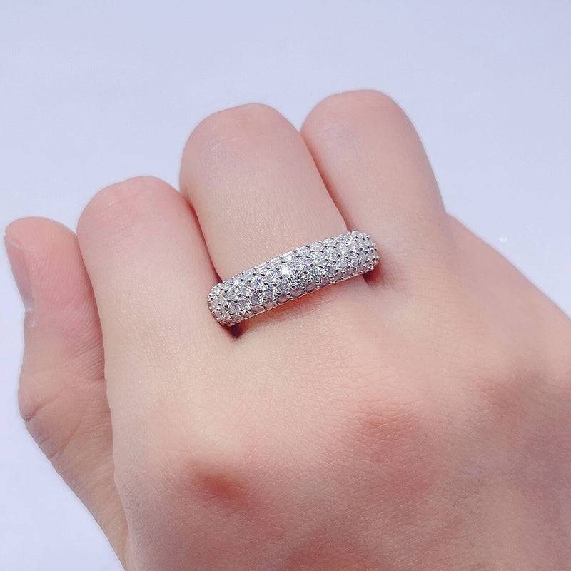 Iced Out Hip Hop Jewelry featuring VVS Moissanite Diamond Eternity Ring with 3, 4, and 5 Rows0