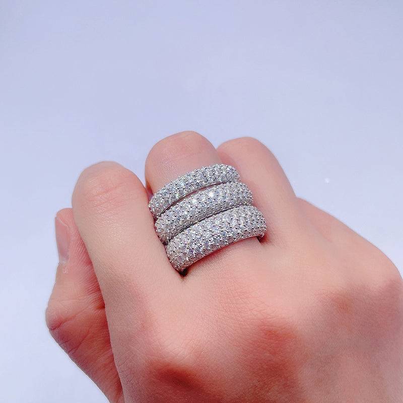 Iced Out Hip Hop Jewelry featuring VVS Moissanite Diamond Eternity Ring with 3, 4, and 5 Rows4