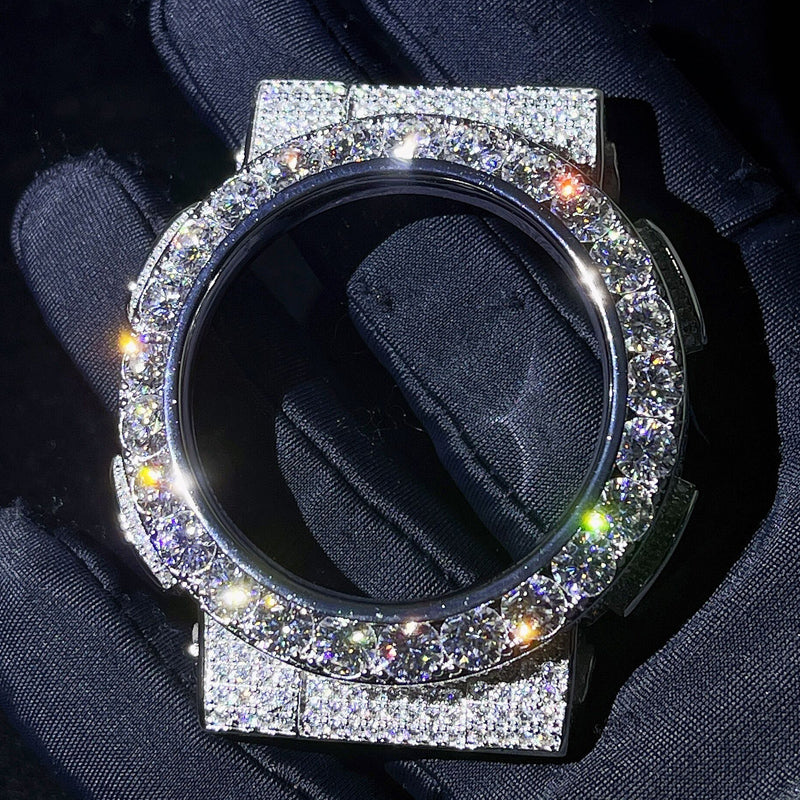 Hip hop jewelry featuring G Shock GA100 GA110 custom made iced out Moissanite watch bezel cover1