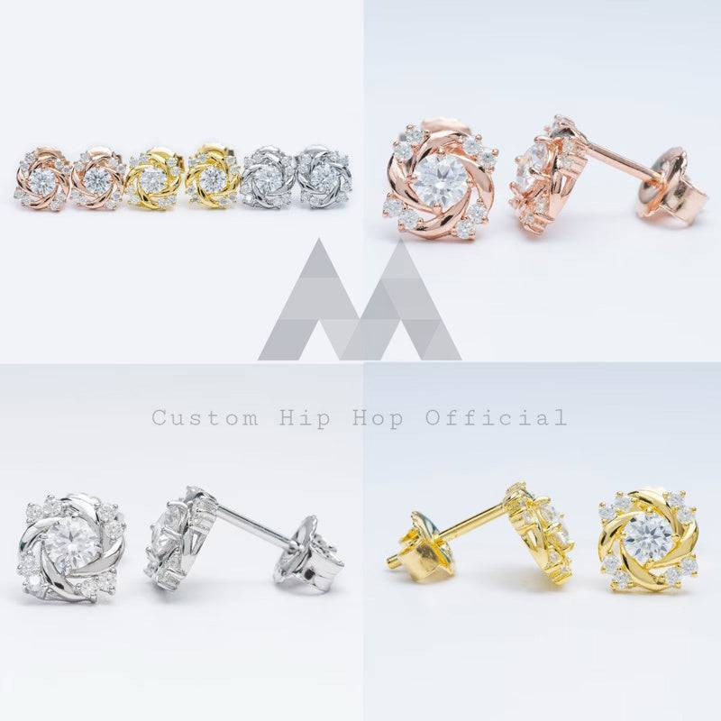 Stylish Push Back Men Fashion Stud Earrings Iced Out VVS Moissanite Diamond GRA