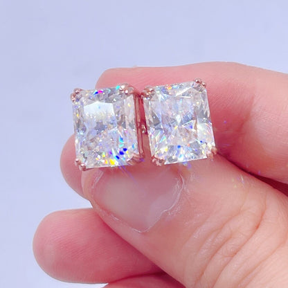 GRA Certificated Rose Gold VVS Moissanite Diamond Stud Earrings Screw Back