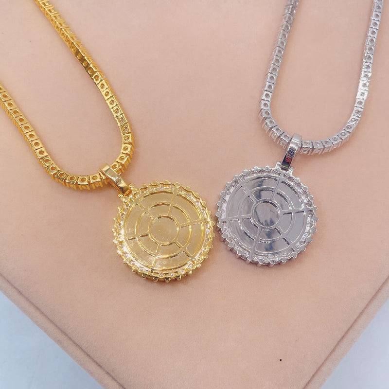 VVS Moissanite Disc Diamond Photo Memory Pendant with 3MM Tennis Chain