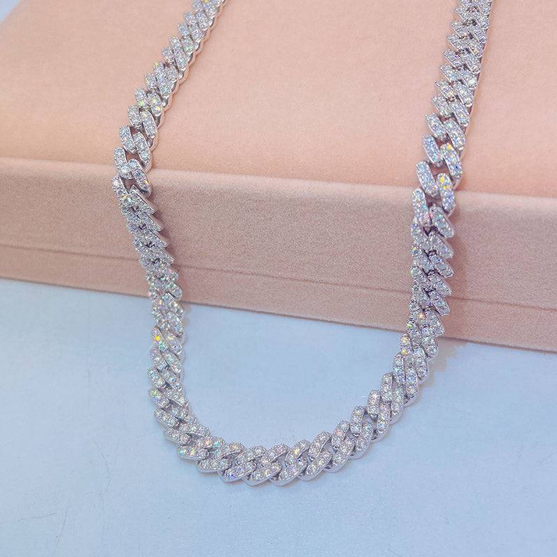 Pass Diamond Tester Hip Hop Iced Out Sterling Silver Cuban Link Chain 8MM