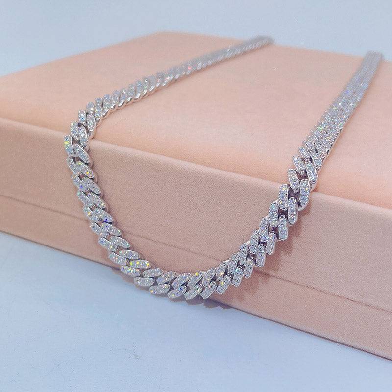 Pass Diamond Tester Hip Hop Iced Out Sterling Silver Cuban Link Chain 8MM