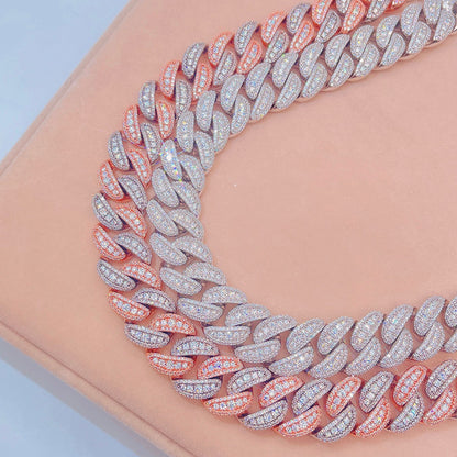 18MM Two-Tone Miami Cuban Link Chain with Moissanite Diamonds in White & Rose Gold1
