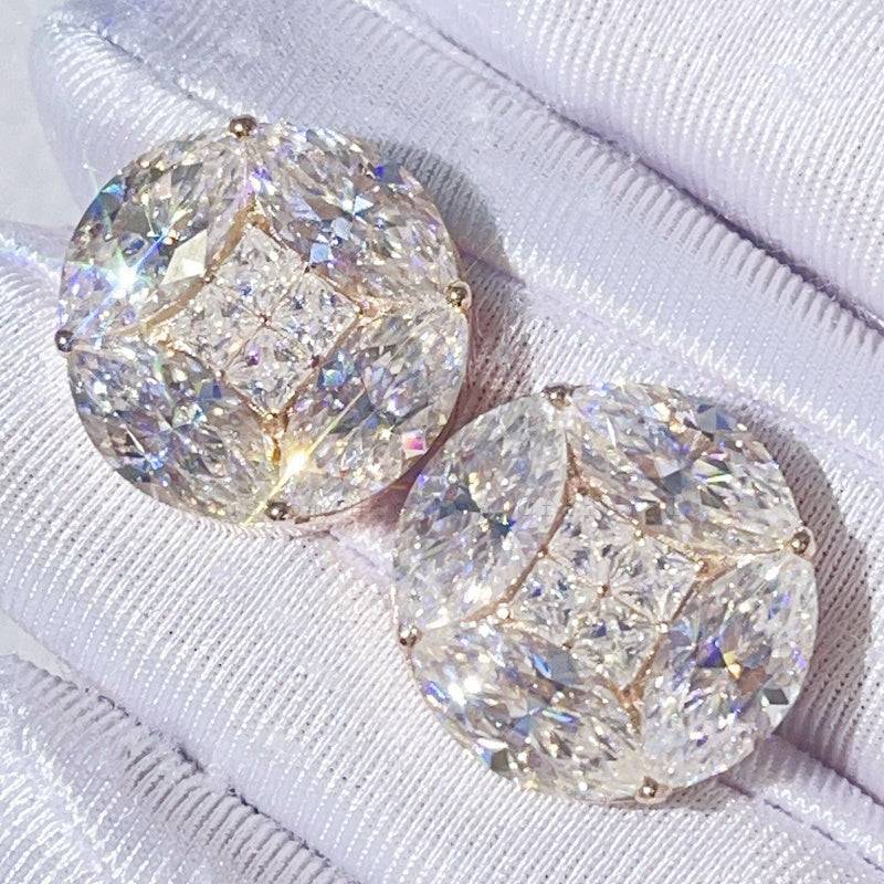 18MM Moissanite Diamond Flower Earrings Fancy Cut VVS Screw Back Luxury6