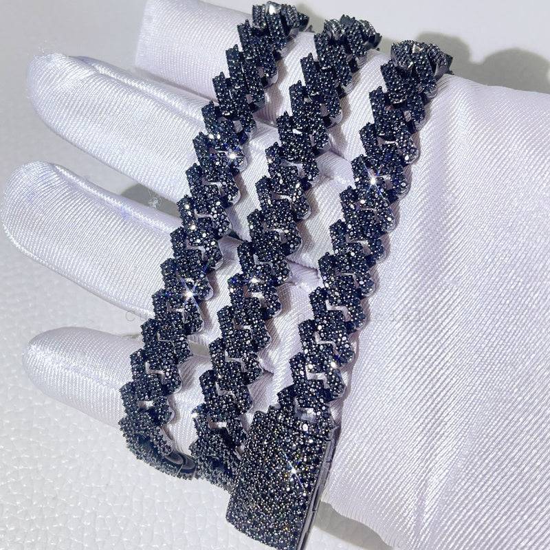 10MM Black Moissanite Cuban Chain Pass Diamond Tester Hip Hop