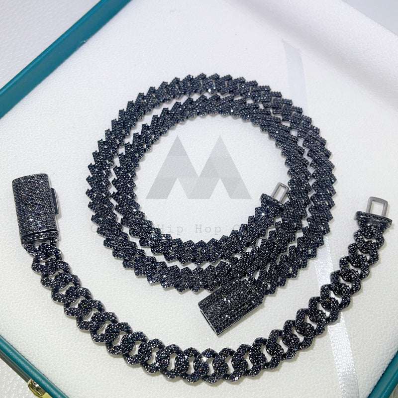10 мм черный муассанит кубинская цепочка для проверки бриллиантов в стиле хип-хоп