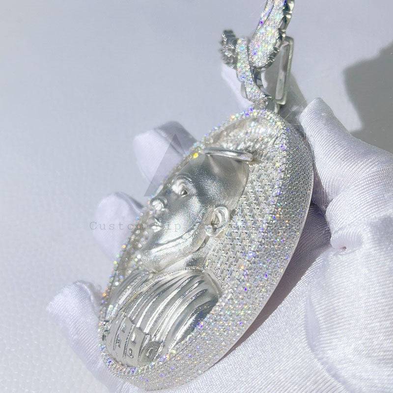 Iced Out Moissanite Pendant with 3 inch Baguette Moissanite, Hip Hop Jewelry2