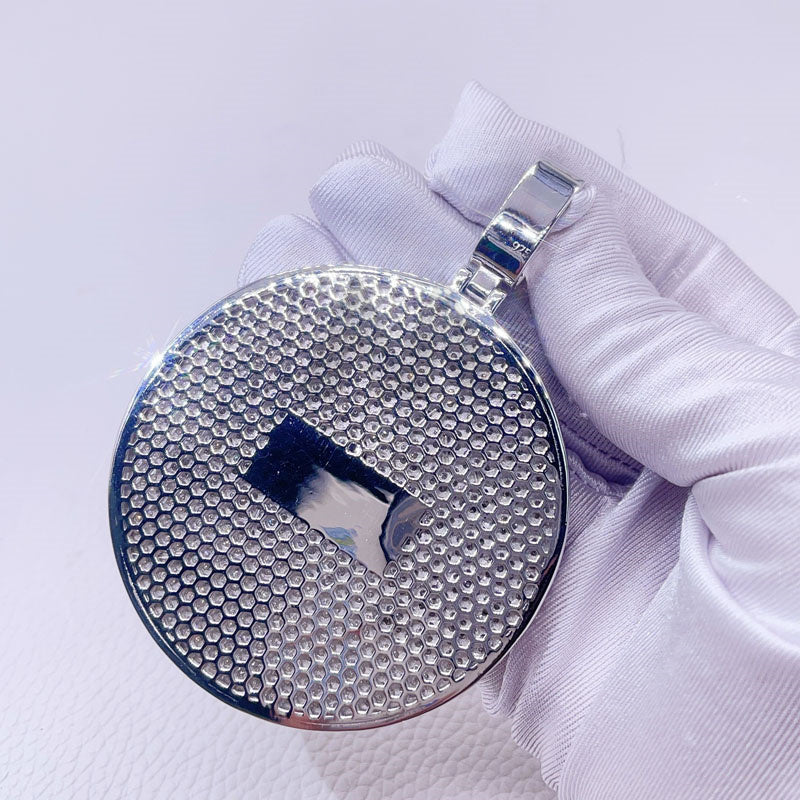 Муассанитовый бриллиант 2,5 дюйма 3 дюйма, круглый кулон с именем багета на заказ, подходит для кубинской цепочки диаметром 13 мм