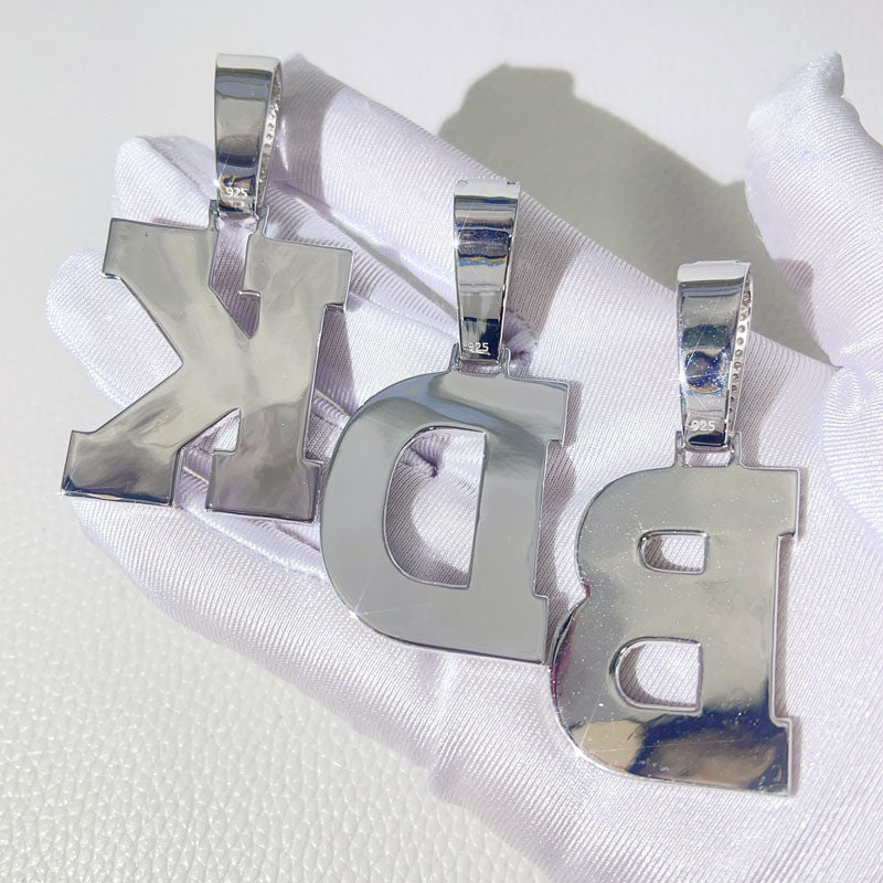 Sterling silver vvs moissanite custom initial letter pendant iced out style