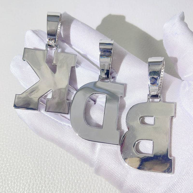 Hip hop jewelry sterling silver VVS moissanite custom initial letter pendant iced out style1