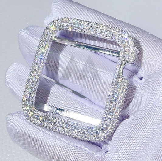 Moldura para Apple Watch com diamante de moissanite em prata esterlina 38MM 40MM 42MM 44MM 45MM