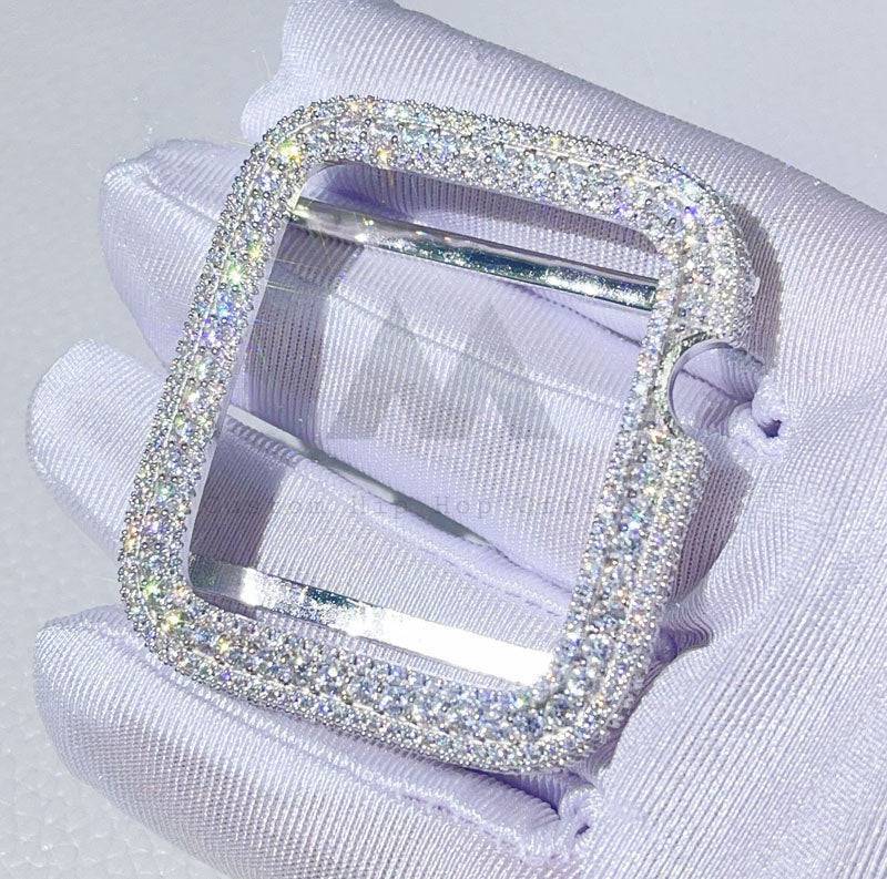 Sterling Silver Iced Out Moissanite Diamond Apple Watch Bezel 38MM 40MM 42MM 44MM 45MM