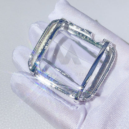 Moldura para Apple Watch com diamante de moissanite em prata esterlina 38MM 40MM 42MM 44MM 45MM
