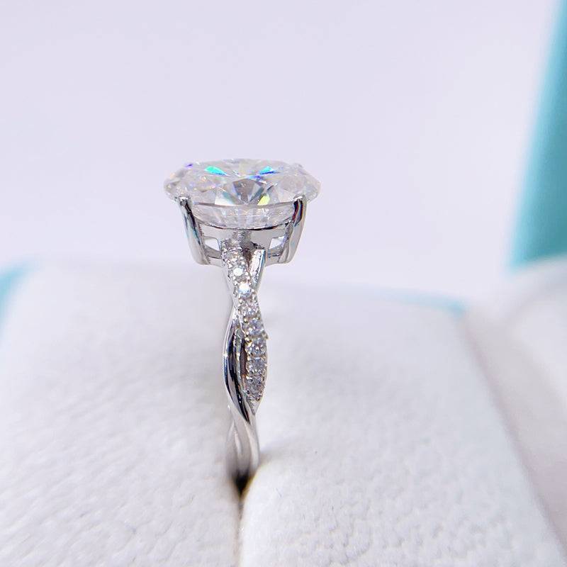 Elegant 3.15CT Oval Cut Moissanite Infinity Bridal Ring in Silver