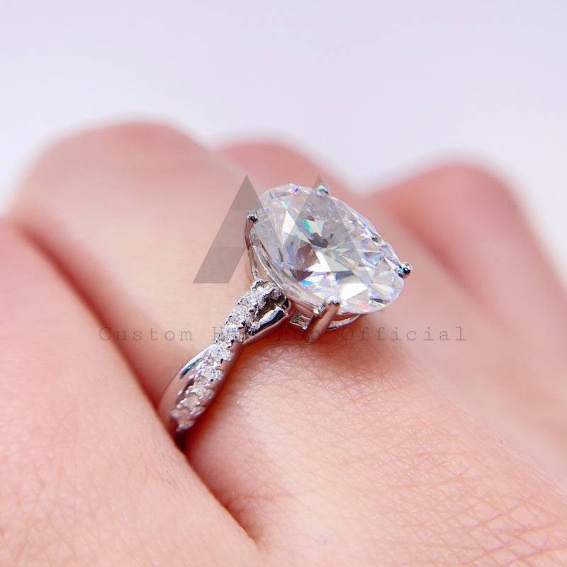 Elegant 3.15CT Oval Cut Moissanite Infinity Bridal Ring in Silver