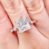 925 Sterling Silver White Gold Color Princess Cut VVS Moissanite Diamond Engagement Ring 4.35CT