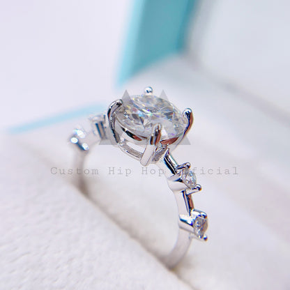 4.3CT Classic Single Stone Design VVS Moissanie Diamond Engagement Wedding Ring