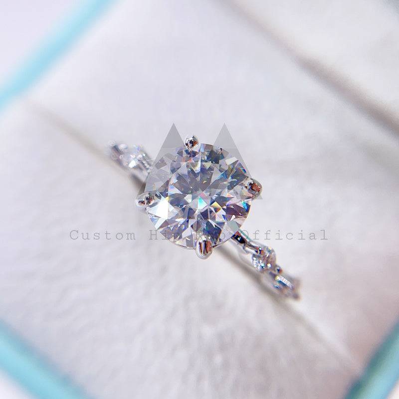 4.3CT Classic Single Stone Design VVS Moissanie Diamond Engagement Wedding Ring, 4.3CT Classic VVS Moissanite Engagement Ring with Prong-Set Diamond