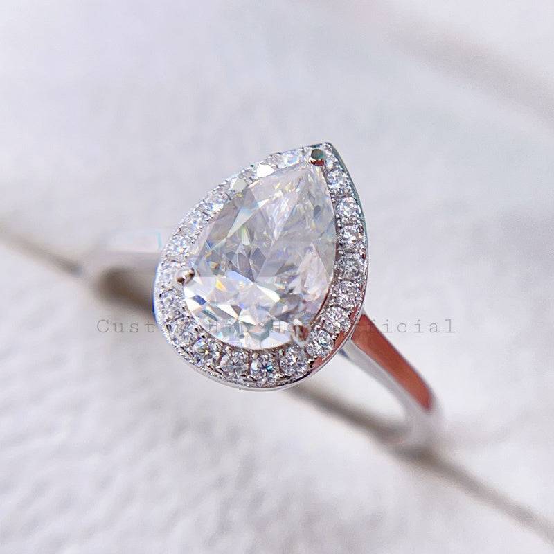 VVS MOissanite 2.5 CT Sterling Silver Engagement Ring Pear Cut