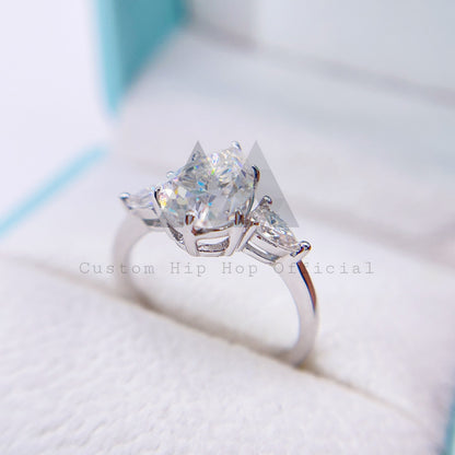 2.7CT Pear Cut VVS Moissanite Diamond Engagement Ring GRA Certificated