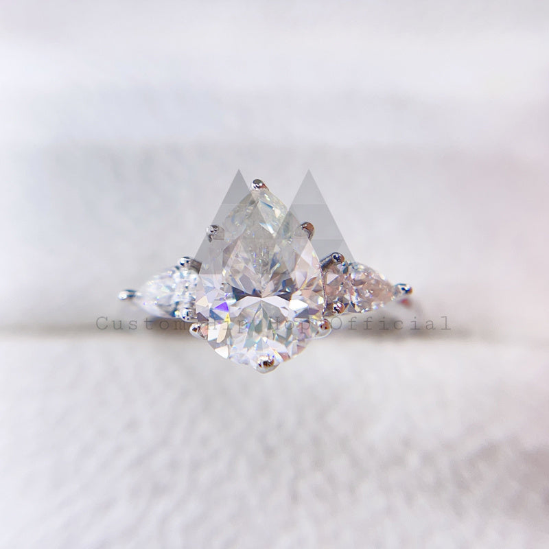 Anel de noivado GRA do diamante do corte VVS Moissanite da pera 2.7CT habilitado
