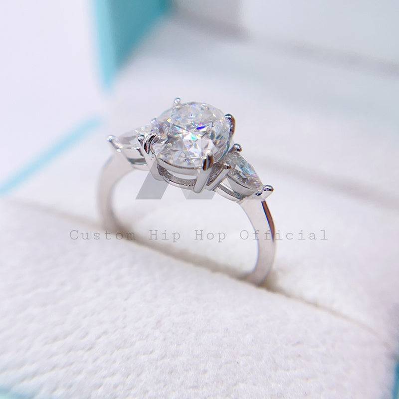 Hip hop jewelry featuring GRA Certificated 3.7CT Solid Silver 925 VVS Moissanite Engagement Ring0