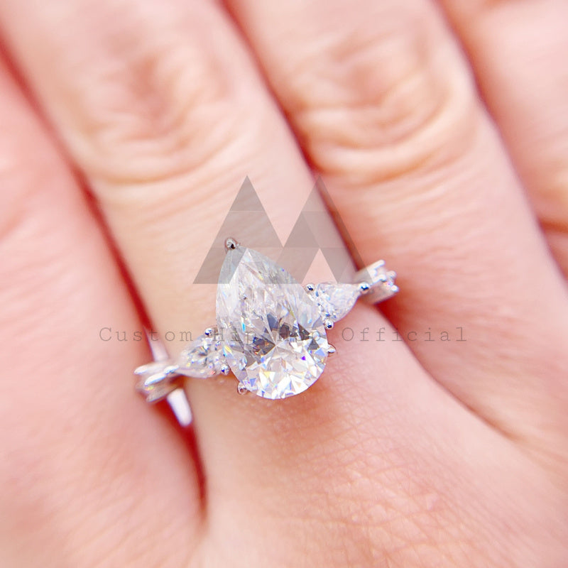Обручальное кольцо с муассанитом VVS 3,9 карата, серебро 925 пробы