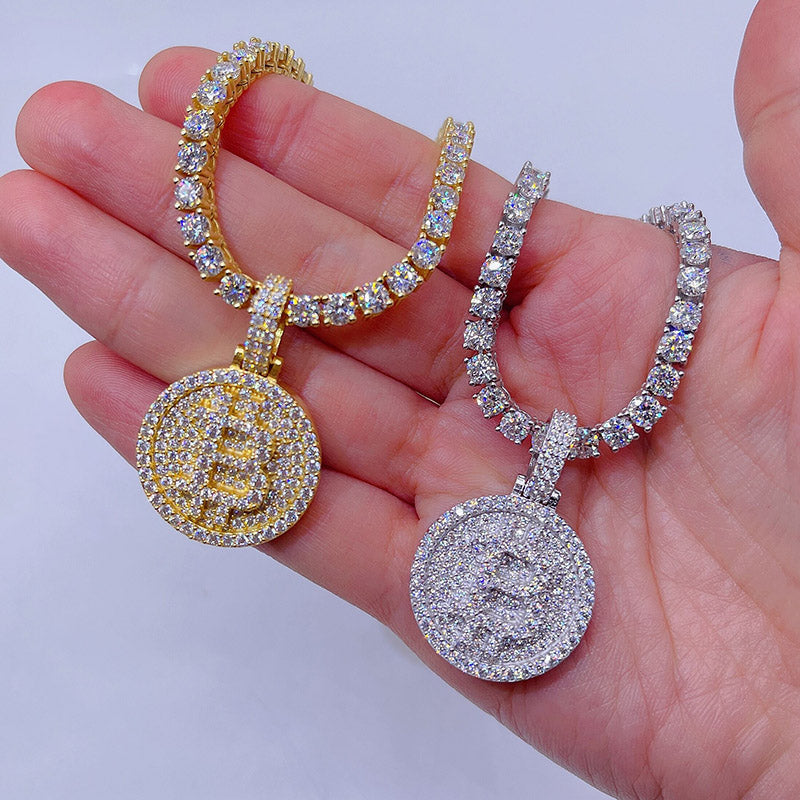 Iced Out Rapper Jewelry VVS Moissanite Bitcoin Pendant