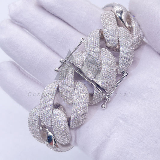 28MM thick Miami Cuban link bracelet with VVS Moissanite pass diamond tester1