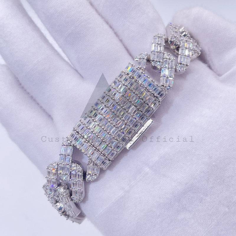 Iced Out Moissanite Cuban Bracelet in Sterling Silver - Hip Hop Jewelry