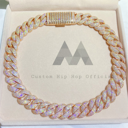 Rose Gold Plating Over Silver 925 Baugette Clasp 18MM Cuban Link Chain