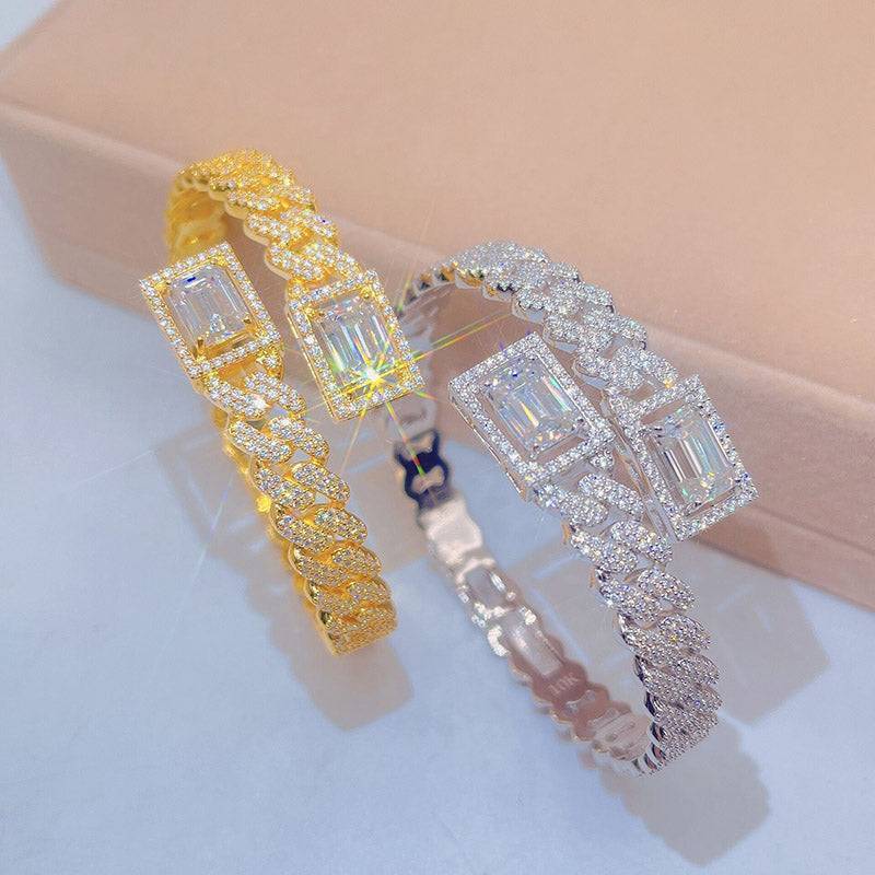 Hip hop jewelry featuring fully iced out GRA certificated cuff bracelet with VVS moissanite diamond2