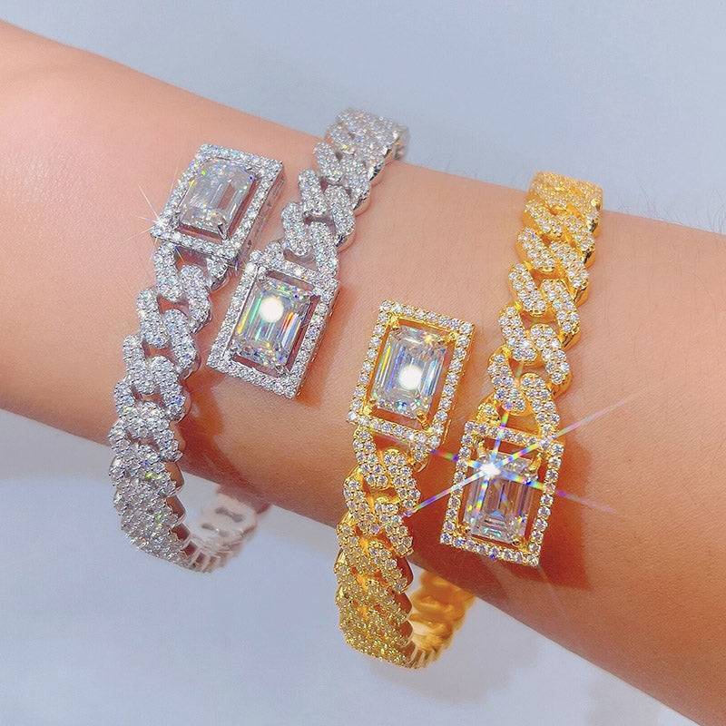 Hip hop jewelry featuring fully iced out GRA certificated cuff bracelet with VVS moissanite diamond1