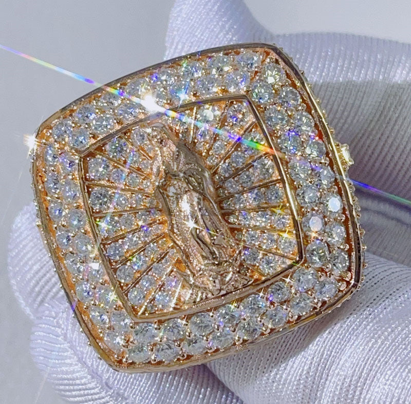 Мужское кольцо чемпионата VVS с муассанитом с покрытием из розового золота поверх серебра