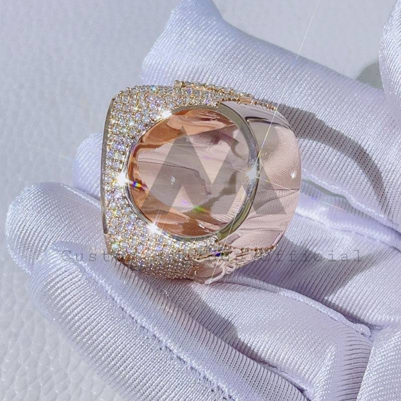 Rose Gold Plating over Silver VVS Moissanite Championship Ring For Men