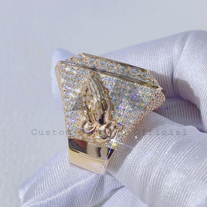 Мужское кольцо чемпионата VVS с муассанитом с покрытием из розового золота поверх серебра