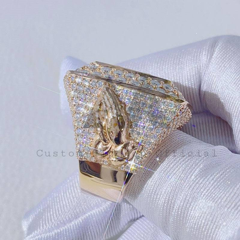 Rose Gold Plating over Silver VVS Moissanite Championship Ring For Men