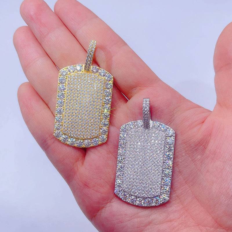 Hip hop jewelry featuring VVS Moissanite Iced Out Dogtag Pendant1
