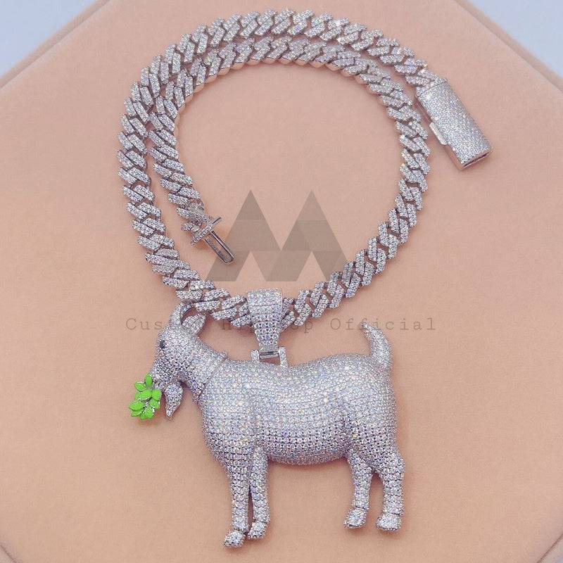 Hip hop jewelry featuring 3D design iced out goat pendant fit for 8MM Cuban chain with VVS Moissanite4