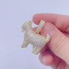 Yellow Gold Plated Over Sterling Silver Iced Out Moissanite Goat Pendant