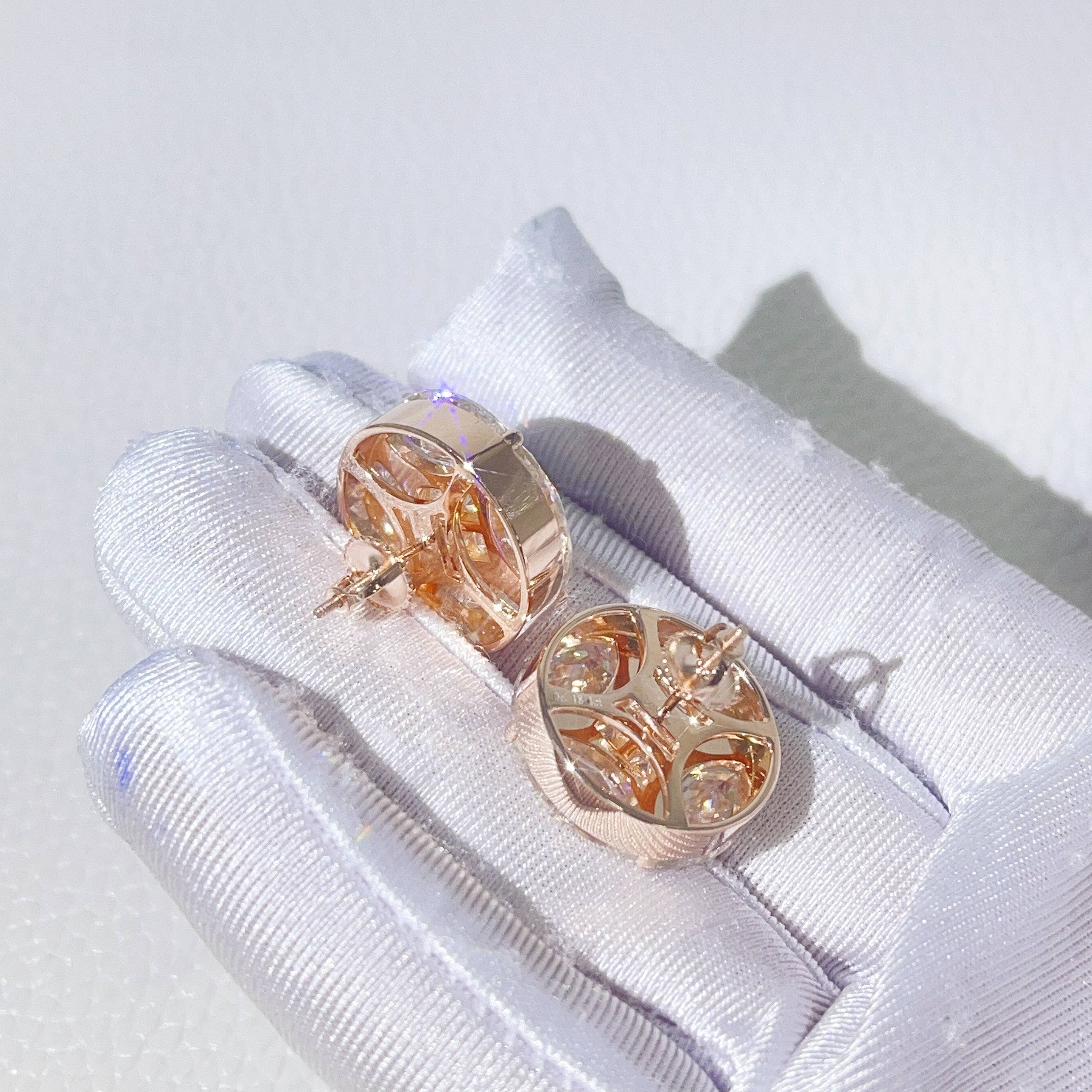 Elegant 18mm Rose Gold Moissanite Stud Earrings for Sophisticated Style0