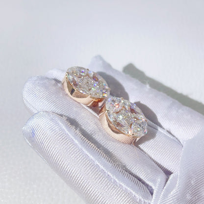 Luxurious 18mm Rose Gold Moissanite Stud Earrings with Fancy Cut2