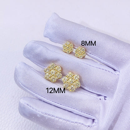 Yellow moisssnite cluster earrings 8mm 12mm sterling silver with gold plated