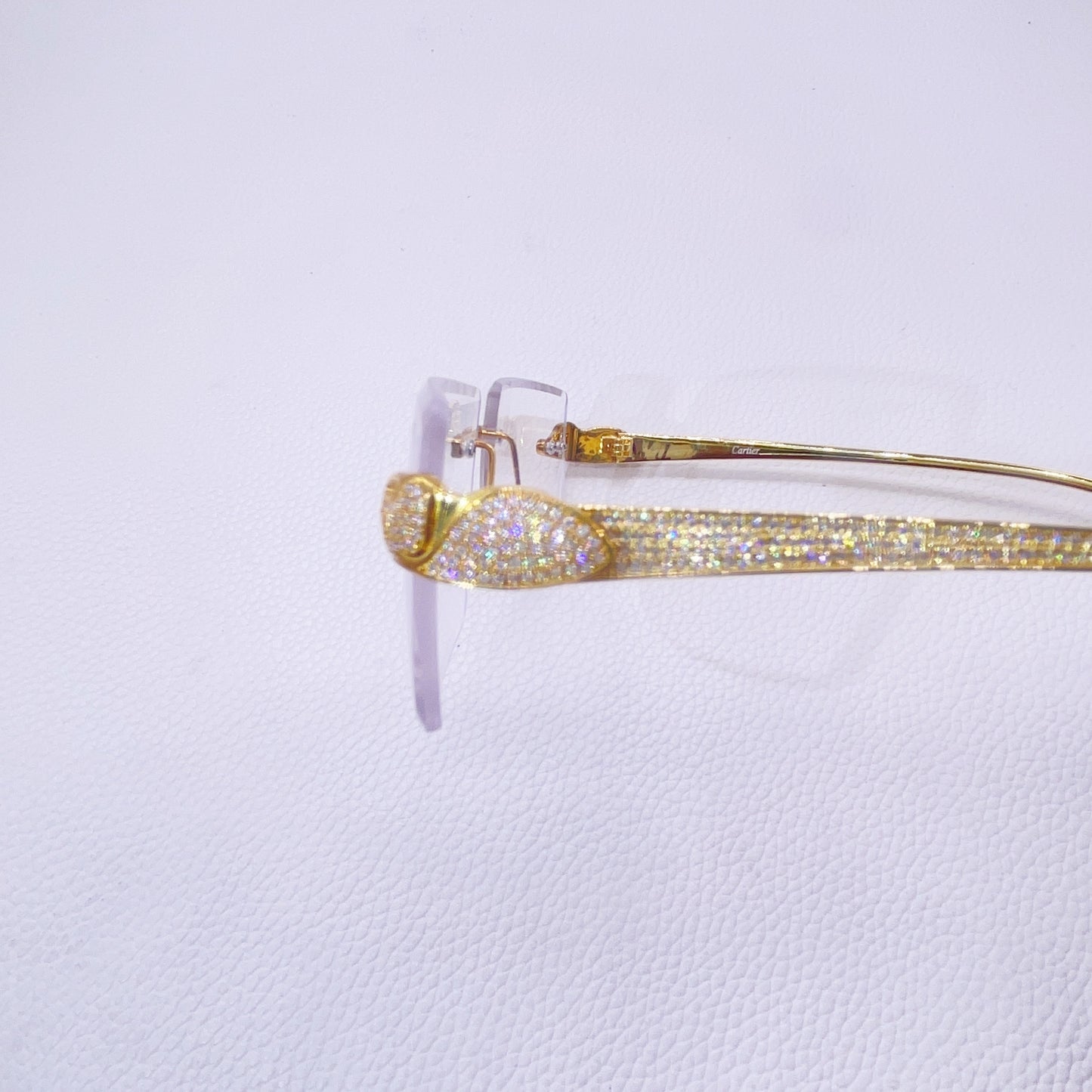 Iced out vvs moissanite glasses eith clear lens