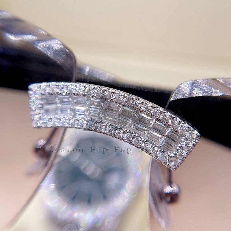Moissanite Diamond Baguette Sunglasses 10K Gold