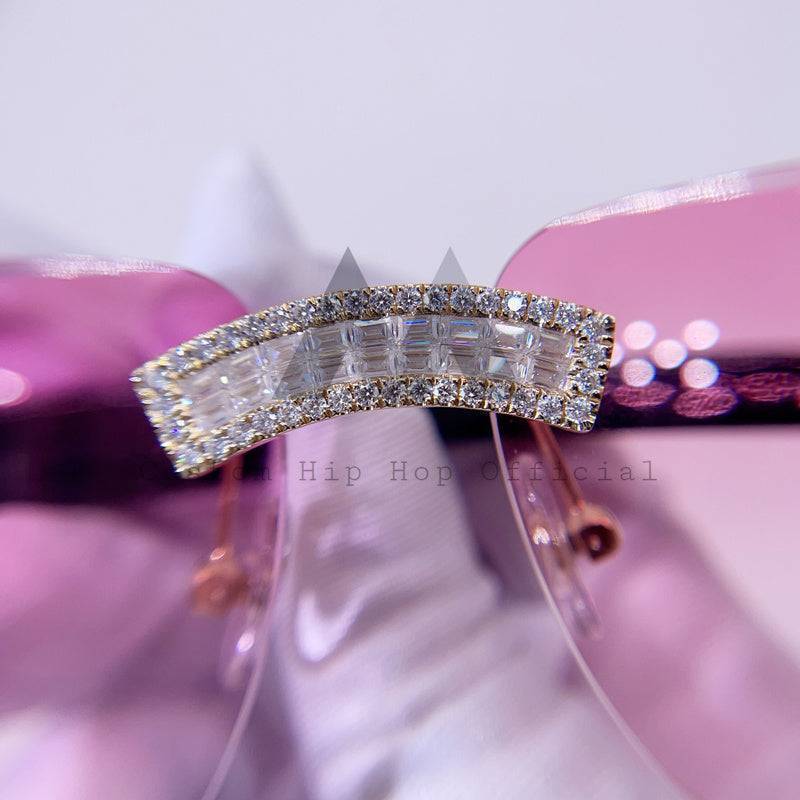 Moissanite Diamond Baguette Sunglasses 14K Gold