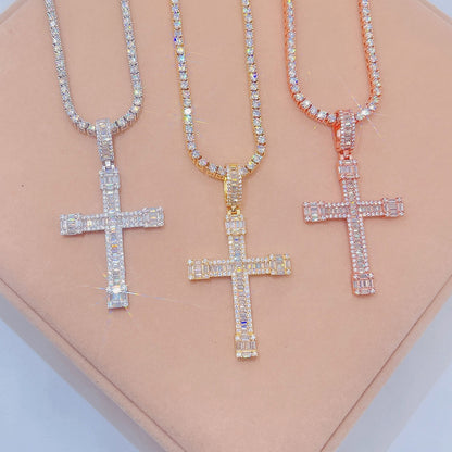 Sterling Silver VVS Moissanite Diamond Cross Pendant for Sale